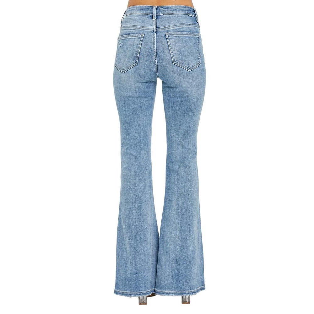 Risen High Rise Distressed Flare Jeans - Picture 4 of 5